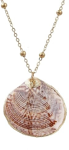 FUSHENGTER Halskette Herren Pulloverkette Damen Anhänger Frauen Männer Bohemian Natürliche Kauri Muschel Anhänger Halskette Muschel Kette Halskette Mode Sommer Strand Frauen Mädchen Gesch