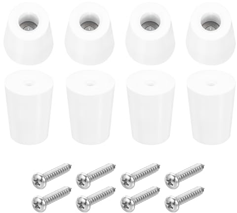 uxcell 8Pcs Rubber Bumper Feet, 1.22 H x0.94 W Round Pads with Stainless Steel Washer and Screws for Furniture, Appliances, Electronics