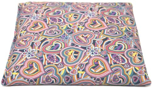 Cojín de semillas de colza (19 x 19 cm, tejido orgánico, diseño psicodélico, tamaño pequeño, como cojín térmico y frío)
