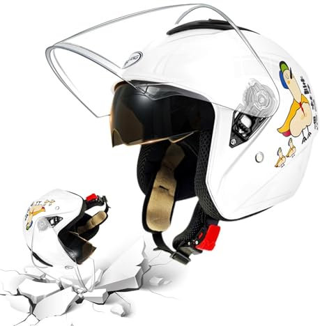 Leichte Motorradmütze, Schutzhelm - Motorrad Kopfbedeckung Radfahren Schutzhelm,Winddichte Sicherheits-Gesichts-Fahrradmützen, warme 3/4-Kopfbedeckung mit offenem Gesicht zum Radfahren, Reiten, Radfah