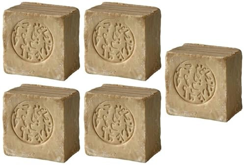 OGER Aleppo Seife 85% Olivenöl 15% Lorbeeröl Olivenölseife Haarseife ca. 850-1000 Gramm vegan Naturprodukt - 5 Stück