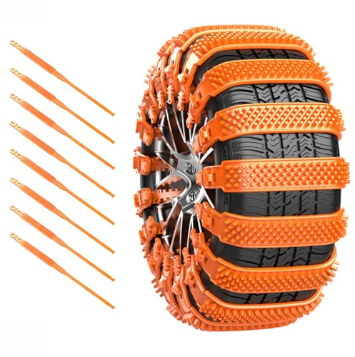 LNZKX Catene Neve Auto per Toyota Prius/Prius+ XW50 XW30 / 5.Gen, Reusable Catene Regolabili Antiscivolo Auto Fascette Cavi per Pneumatici da 165-275mm,8Pcs-Orange