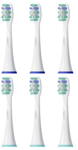 PERFCT 6er Ersatzbürsten Kompatibel mit Philips Sonicare Click-On, Aufsteckbürsten & Zahnbürstenaufsatz weiche DuPont-Borsten BPA-frei, Plaque-Kontrolle für 1100 4100 FlexCare HealthyWhite