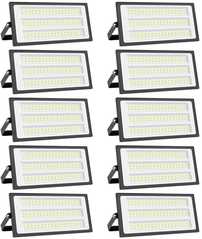 papasbox 100W Projecteur LED Extérieur - 10PACK 10000LM Lumineux Spot LED Extérieur avec Transformateur, Projecteur Exterieur Blanc Froid 6500k, IP66 Étanche Eclairage Exterieur pour Garage, Stade