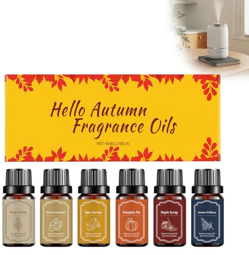 Autumn Essential Oils Set, Premium Fragrance Oils for Diffuser, Home, Candle, Soap Making, Aromatherapy Oil Gife Set, Dryer Ball, Pumpkin Pie, Musk Vanilla, Spice Harvest, Autumn Wildness