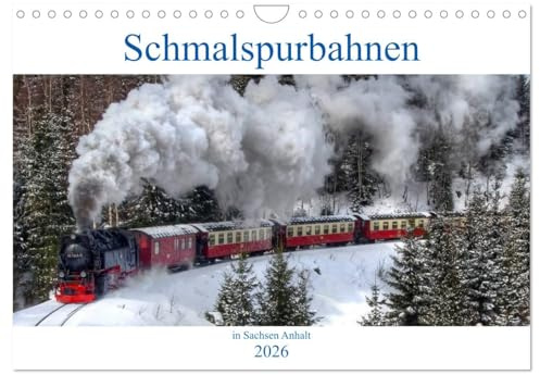 Chemins de fer à voie étroite en Saxe-Anhalt, Version française (Calendrier mural 2026 DIN A4 portrait), Calendrier CALVENDO mensuel