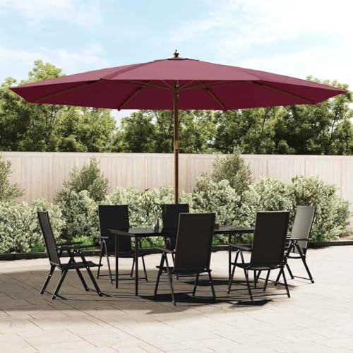 Solivagant Parasol de Jardin avec mât en Bois Rouge Bordeaux 400x273 cm,(12.3 KG)