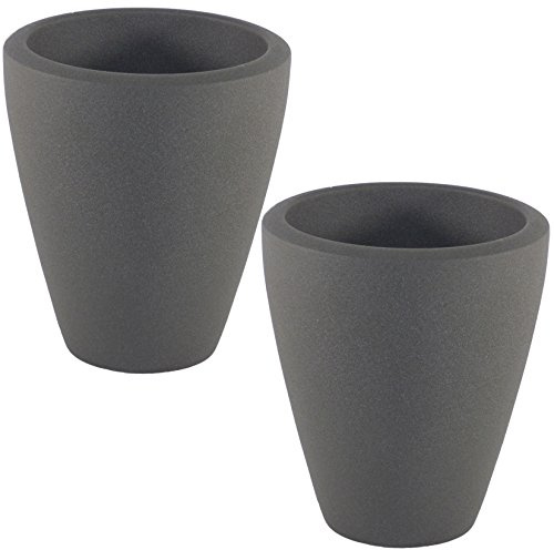 Set2 2 Keramik Blumentopf Rhodos für Orchideen anthrazit H 17 cm