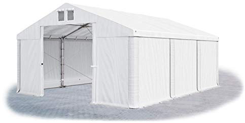 Das Company Lagerzelt 4x6m - Wasserdicht - 560g/m² PVC Plane - Weiß Ganzjahres Zelthalle - Winterfestes Zelt für Lagerung & Events - Robust, Langlebig & Wetterbeständig