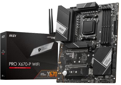 MSI PRO X670-P WIFI Motherboard, ATX - Supports AMD Ryzen 9000 Series Processors, AM5-14 Duet Rail 80A SPS, DDR5 Memory Boost 6600+MHz/OC, 3 x PCIe 4.0 x16, 1 x M.2 Gen5, 2.5G LAN, Wi-Fi 6E