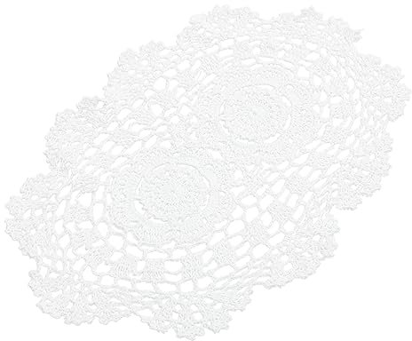 BESTonZON Handgefertigte Tischdecke Gehäkelte Tischsets Aus Baumwollspitze Tischsets Aus Spitze Gestrickte Tischdecke Spitzendeckchen Tischsets Tischuntersetzer Teppich Böhmen Baumwolle Weiß