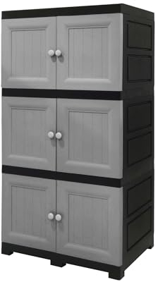 ABBAware Mehrzweckkomode mit einrastenden Klapptüren, Haushaltsschrank 68x48x134cm mit 3 extra großen Fächern, Stabile Ausführung 20kg pro Fach, schöner Allzweck-Aufbewahrungsschrank