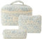 GSenhui 3pcs Kosmetiktasche Damen Gesteppte Kulturtasche Set Make up Bag Aesthetic Cosmetic Bag Blumen Tragbare Schminktasche mit Blumenmuster Kulturbeutel für Mädchen Frauen