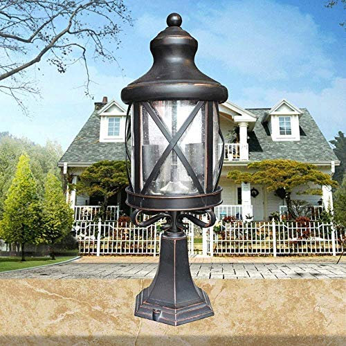 Linterna De Pilar De Poste Al Aire Libre Ip55 Impermeable A Prueba De Lluvia Pared Exterior Lámpara De Columna Vintage Linterna De Vidrio Luz De Bolardo De Metal - Accesorio De Iluminación De Paisaje
