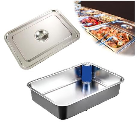 NJDQFA Lebensmittel Lagern Behälter,Stapelbar Gastro Behälter Mehrweg, Rechteckig Edelstahl Gastronomiebehälter,50 * 35cm,10cm