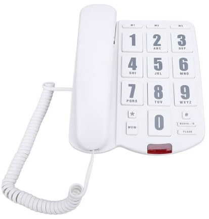 Großtastentelefon für Senioren, Schnurgebundenes Festnetztelefon, Direktwahl für die Familie, Lautstärke Einstellbar, Deaktop- und Wandmontage Möglich (White)