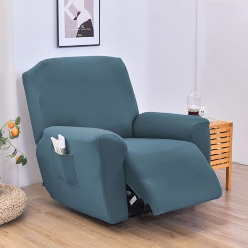 Morbuy Stretchhusse für Relaxsessel Komplett Sesselbezug, Leisure Stretch Relaxsessel Bezüge Elastisch Sesselschoner für Fernsehsessel Liege Sessel für Kinder, Haustiere (Grau Blau)