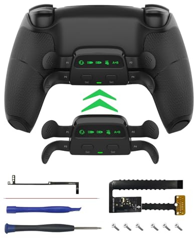 CHARM FOCUS Remap Kit 4 Rückseitige Paddles Kompatibel mit PS5-Controller | for BDM-030/040/050, DIY PS5 Controller Mod-Shell mit Rückseiten Buttons, Gummierte Grifffläche, Paddles Attachment, Schwarz
