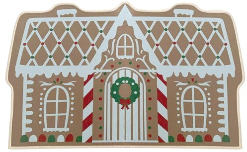 Weihnachten Fußmatte Lebkuchenhaus 50×80 cm – rutschfeste Türmatte für Außen & Innen, festliche Willkommensmatte für Haustür & Eingangsbereich, Weihnachtsdeko sorgt für warme Atmosphäre im Winter