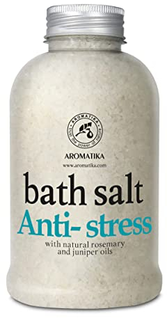 Sali da Bagno Antistress 600g - Sale Marino con Olio Essenziale di Rosmarino e Ginepro - per un Buon Sonno - Riduzione dello Stress - Cura del Corpo - Relax - Aromaterapia