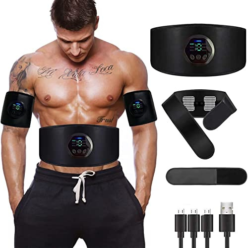 sielife Muscle Stimulator,Next Gen ABS Stimulator,Toning Belts, ABS Trainer machine, Men'S and Women'S Abdominal Arm and Leg Exercise Equipment——With Massage Function(No Need Replacement Pads or Gel)