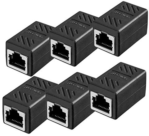 hb-digital 6X RJ45 LAN Kupplung CAT 6 Ethernet Netzwerk Verbinder Kabel Verlängerung für Netzwerkkabel, Patchkabel Adapter bis zu 10-Gigabit geschirmtes Doppelbuchse