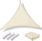 wiipara 2x2x2m Sonnensegel Dreieck, Wasserdicht Sonnenschutz Segeltuch Sunsegel, 95% UV Schutz, Regenschutz, Premium Polyester Sonnensegel für Balkon Terrasse Garten, inkl. Befestigungsseile (Creme)