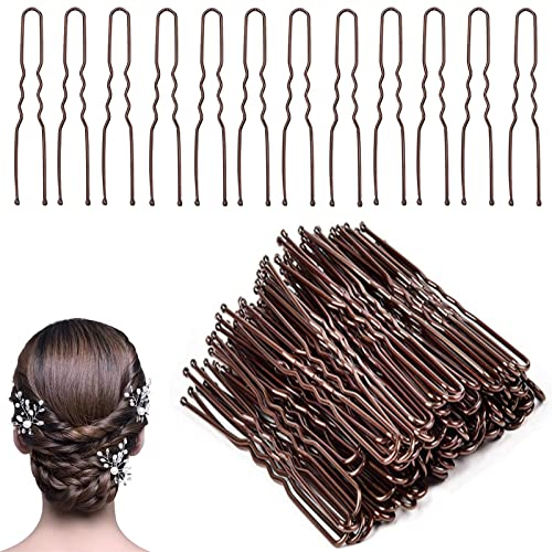 50 Stück U-förmige Haarnadeln 6 cm Haarklammer für Frauen Mädchen und Friseursalon mit Aufbewahrungsbox,Bobby Pins für Mädchen Haarzusätze(Braun)…