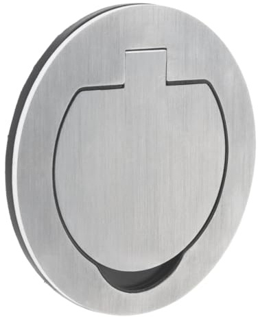 Protec - Prise de Sol Étanche Ronde Simple 16A 2P+T IP55 - Métal Brossé Gris - Couvercle à Charnière Renforcée et Bornes Automatiques - Dimensions Compactes - 1 Poste
