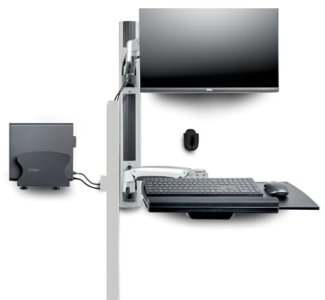 StarTech Workstation a Parete per Monitor 32, VESA (2PASTSC-WALL-MOUNT) | Postazione di Lavoro in Piedi, Adatta a PC e Tastiera