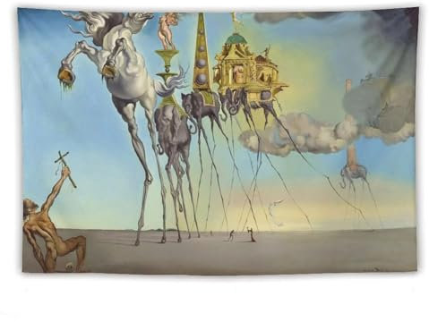 CEWO The Temptation of St. Anthony Salvador Dali Maler-Poster, Wandteppich, Kunstdruck, Wandbild, Foto, Farbe, Tapisserie, hängendes Bild, Familie, Schlafzimmer, Dekoration, Geschenk, 152,4 x 228,6 cm