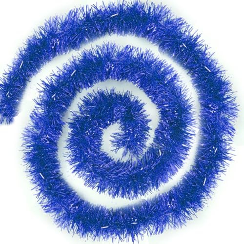 4X Weihnachten Lametta Girlande Weihnachtsbaum Ornamente Metallisch Glänzend Hängende Dekoration, Tannengirlande für Weihnachtsdekoration Weihnachtsdeko für Christbaum - 200 cm (Blau)