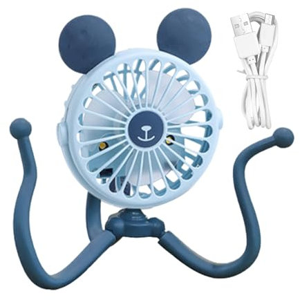 Ventilador recargable para cochecito – Ventilador eléctrico de pulpo para manillar de carrito | Ventilador portátil de mano eléctrico personal con clip de trípode silencioso para carrito de cuna