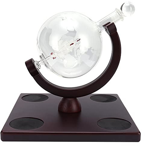 Whisky Globe Decanter Set Recipiente de Vidrio con 4 Vasos Dispensador de Licor para Hombres Oficina en Casa