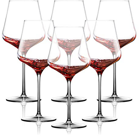 Mxxephemer Copas de Vino de Tallo Alto, Copas de Vino de Estilo Italiano, Juego de Copas de Vino Grandes para Vino Tinto o Blanco, Aniversario de Bodas único (Color: C * 2) (D * 6)