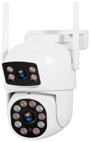 KKENZA Telecamera Esterna 4G SIM Card Telecamera IP a Doppio Obiettivo 3K 6MP Sicurezza Domestica CCTV Videosorveglianza Rilevamento Umano Visione Notturna(UK Plug,6MP 4G SIM Camera)
