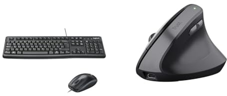 Logitech MK120 Combo Teclado & Trust Yuno Ratón Vertical Inalámbrico
