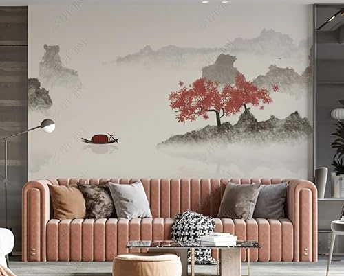 Papier Peint Intissé Paysage De Conception Artistique Aquarelle Poster Tableaux Muraux Tapisserie Photo Trompe L'Oeil Salon Chambre Art Mural 250Cm(L) X175Cm(H)