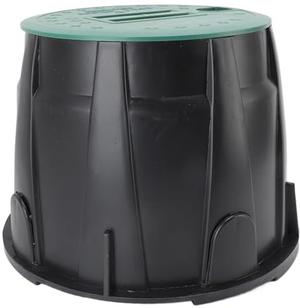 Glomora 10 -Zoll -Ventilbox, Tropfdepot -Runde Ventilbox, PE Plastik LCV Schriftzug Schutz unterirdischer Bewässerungsventilschachtel für Garten Yard im Freien Rasengrün -Grundfarm