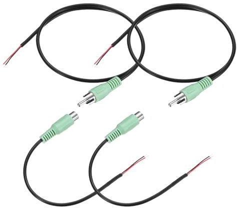 M METERXITY 2-Set RCA to Speaker Wire Adapter, RCA 1.64 Feet Male and 7.84 Inch Female Plug Jack to Bare Wire Connector Adapter for AV Receiver/Amplifier/TV [Green] Repairing Speaker Cords