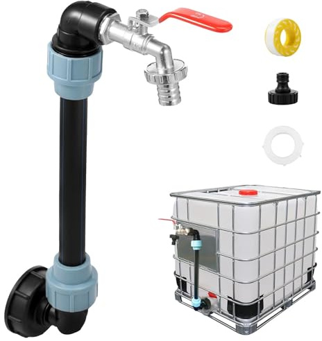 Bingche 2pcs IBC Gooseneck 3/4 Inch Outlet Tap Tank Stopcock Adapter Rain Barrel Accessories
