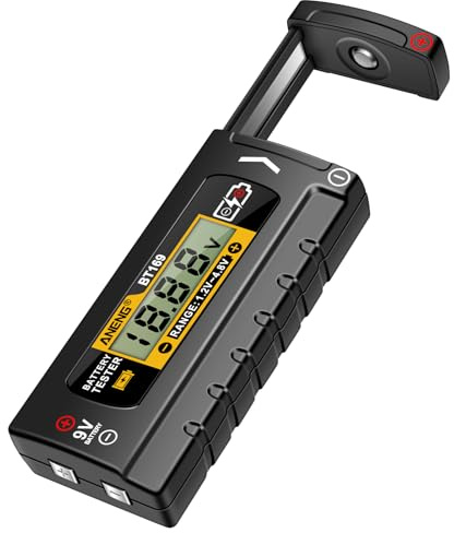 Uadme Comprobador de Pilas y Baterías Universal Digital con Pantalla LCD, Medidor de Carga Pilas AA, AAA, C, D, 9V, Botón, 21700 16340 Baterías de Li-iones, Probador de Baterías para Doméstico (BT169)