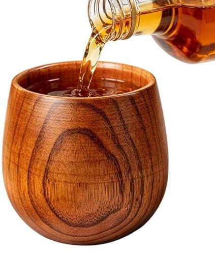 Bicchiere Da Whisky In Legno - Tumbler Old Fashioned Per Bere - Bicchiere Da Birra Uomo Coppa Per Cocktail | Adatto Per Compleanno, Festa Del Papà, San , Vacanze, Feste, Party, Cocktail, Liquori E Bir
