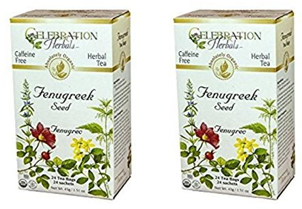 Celebration Herbals - Organic Caffeine Free Fenugreek Seed Herbal Tea - 48 Tea Bags (2 packs of 24)
