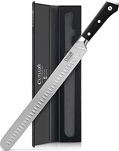 Cutluxe Coltello da Prosciutto Professionale - 30cm Coltello per Affettare Salumi e Carne - Acciaio al Carbonio, Lama Affilata e Resistente con fodero - Artisan Series