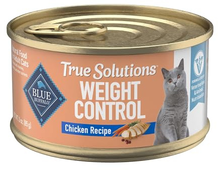 Blue Buffalo True Solutions Weight Control Wet Cat Food for Adult Cats, Made with Natural Ingredients, Chicken, 3-oz. Cans (24 Count)