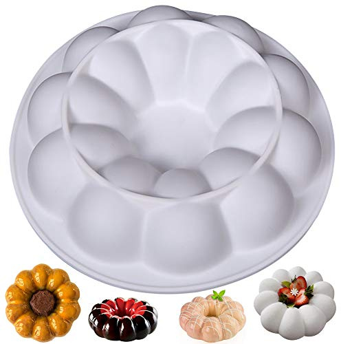 NALCY Molde Savarín Hondo para Bizcocho, Molde Savarín-Molde, Silicona Antiadherente, Molde de Pastel con forma de Calabaza, Molde para Bizcochos Silicona, Molde de la Torta