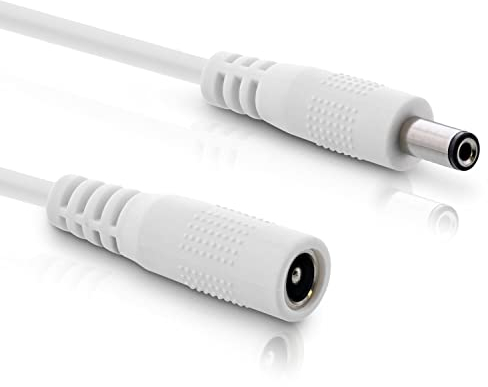 InLine - Cable alargador CC, cable de alimentación universal para tiras LED, cámaras de vigilancia, impresoras, routers, conmutadores, etc., CC macho/hembra 5,5 x 2,1 mm, blanco, 0,5 m