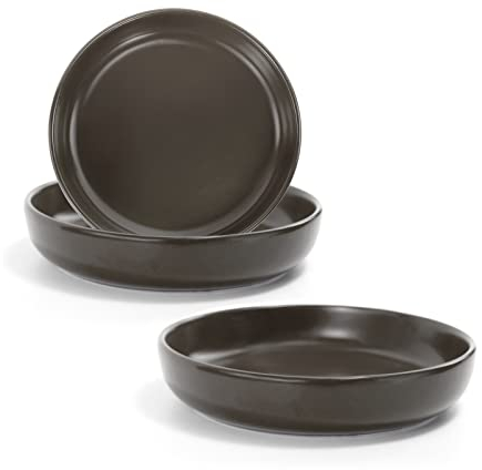 SPUNKYJUNKY Katzennäpfe 3 Stück Futternäpfe Keramik Fressnapf für Katzen (Grau)