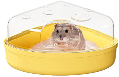 BUCATSTATE Hamster Sandbad, Hamster Sand Badezimmer Sandkasten Toilette Sand Trockenbad Container für Chinchilla, Goldene Bären, Gerbil (Small, Yellow)